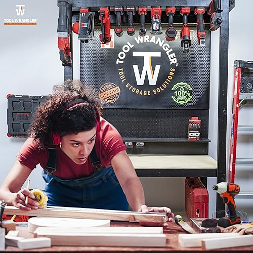 Miniatura 5 de Tool Wrangler Organización para herramientas y baterías Milwaukee M18 - Combo negro de 8 piezas  4 portaherramientas Milwaukee + 4 soportes de