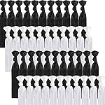 79STYLE 100 Pcs Elastic Hair Ties Ribbon Hair Ties Black White Ribbon Ponytail Holders, No Crease No Pull Soft Fabric Yoga Twist Hair Bands Hair Accessories Hand Knotted Fold Over Solid Colors (Black