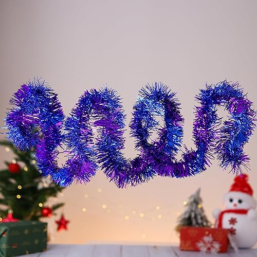 Miniatura 7 de Ursumy Serpentinas navideñas de oropel metálico, decoraciones de árbol de Navidad con purpurina para interiores y exteriores, adornos de guirnalda