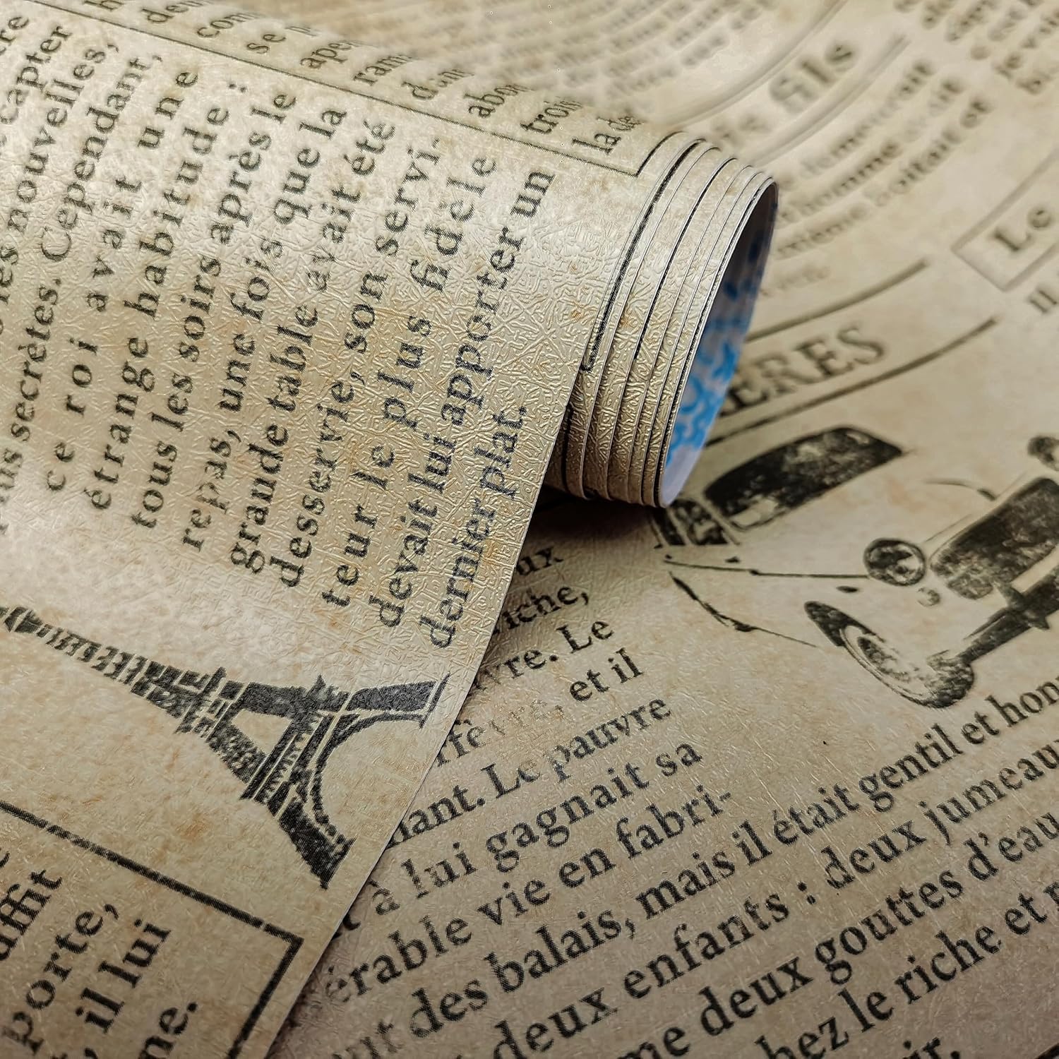 Vintage Newspaper ​Peel and Stick Wallpaper, Newspaper Contact Paper Furniture Decor Self Adhesive Vinyl Film Drawer Shelf Liner for Bedroom Living Room Cabinet Home Decor 17.7" X32.8 ft
