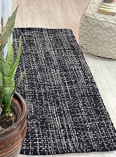 Miniatura 3 de Chardin home Alfombra reversible en blanco y negro de 2 x 5 pies, lavable a máquina, perfecta para pasillos, escaleras, cocina y dormitorio