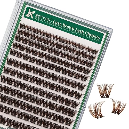 Miniatura 116 de Kit de racimos de pestañas KEYYOU Natural Wispy Kit de extensión de pestañas DIY 144 piezas Extensiones de pestañas en racimo con cepillo de rímel