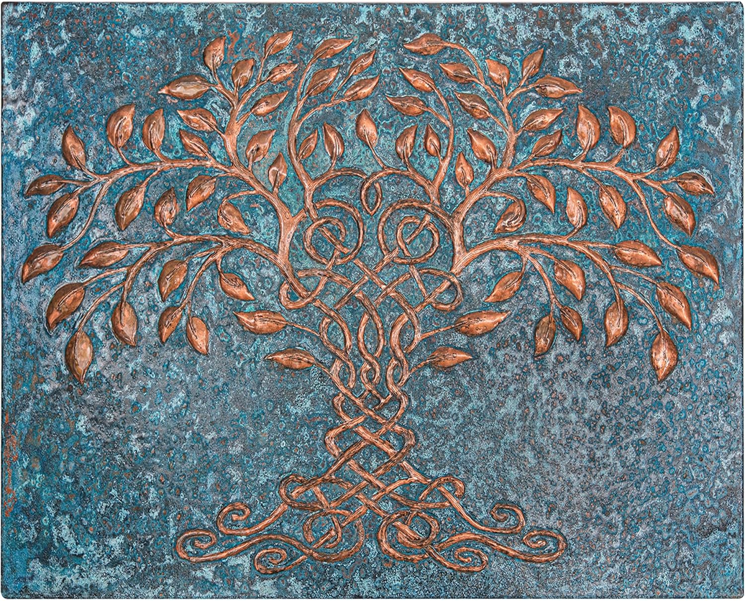 Kitchen Backsplash, Celtic Tree of Life Kitchen Backsplash, Customizable Copper Backsplash Panel, Handmade Copper Backsplash Tile, Indoor Outdoor Wall Decor (Blue)