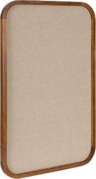 Kate and Laurel Hutton Transitional Pinboard, 20 x 30, Rustic Brown, Radius Rectangle Wall Organizer with Fabric Pinning Surface