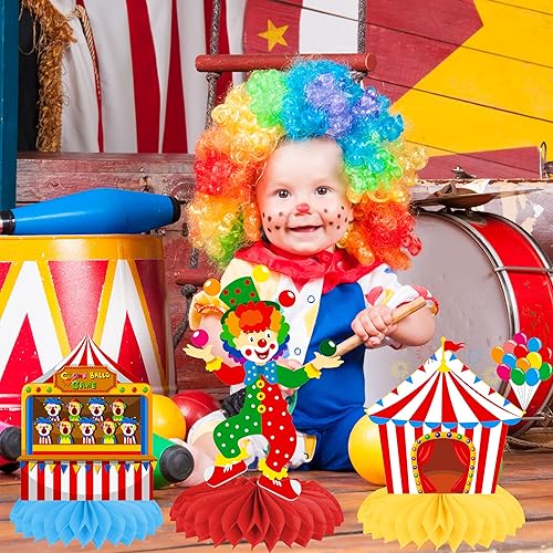 Miniatura 6 de Centros de mesa de nido de abeja de carnaval de circo, decoración de fiesta de circo, centro de mesa de circo, centros de mesa de panal de abeja de