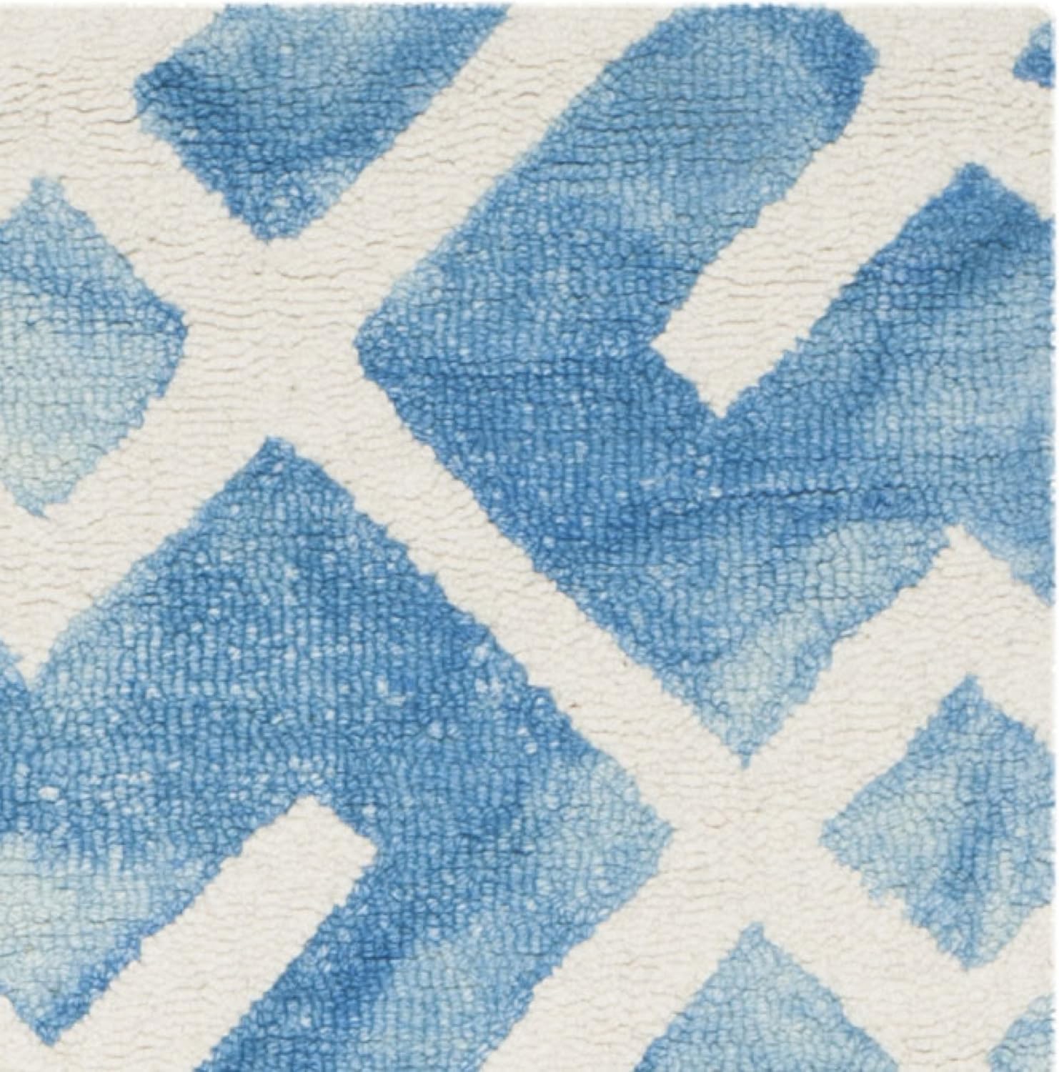 SAFAVIEH Dip Dye Collection Runner Rug - 2'3" x 12', Blue & Ivory, Handmade Moroccan Watercolor Wool, Ideal for High Traffic Areas in Living Room, Bedroom (DDY677G)