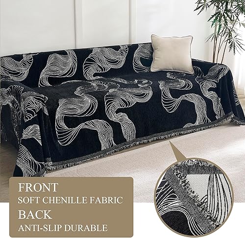 Miniatura 2 de Funda bohemia para sofá de 3 cojines, antideslizante, de felpilla gruesa, suave protector de muebles, funda de sofá biplaza para perros y mascotas,