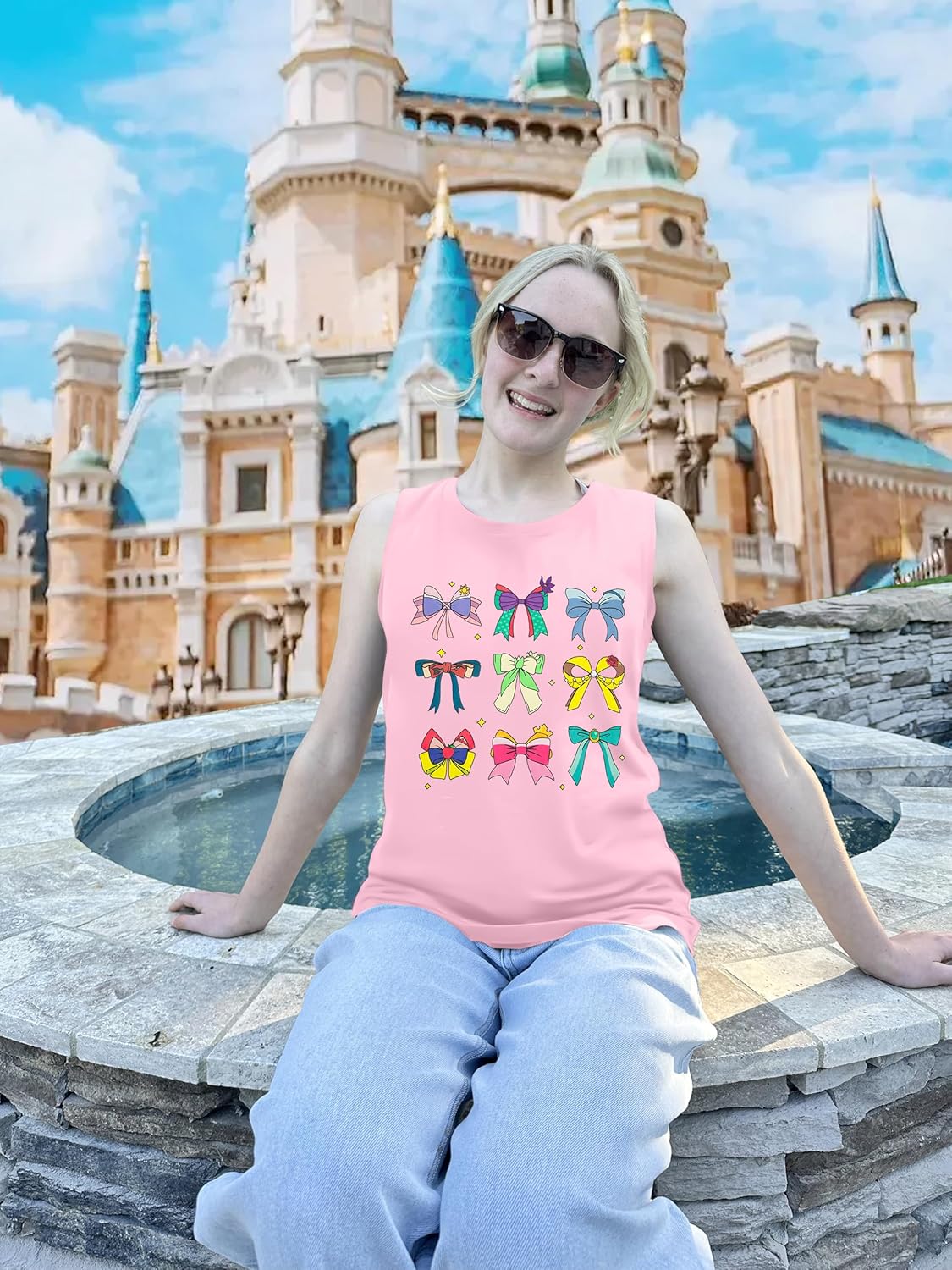 Magic Kingdom Tank Tops Women Princess Bow Shirt Magical Family Vacation Vest Summer Holiday Graphic Sleeveless Tee - Image 6