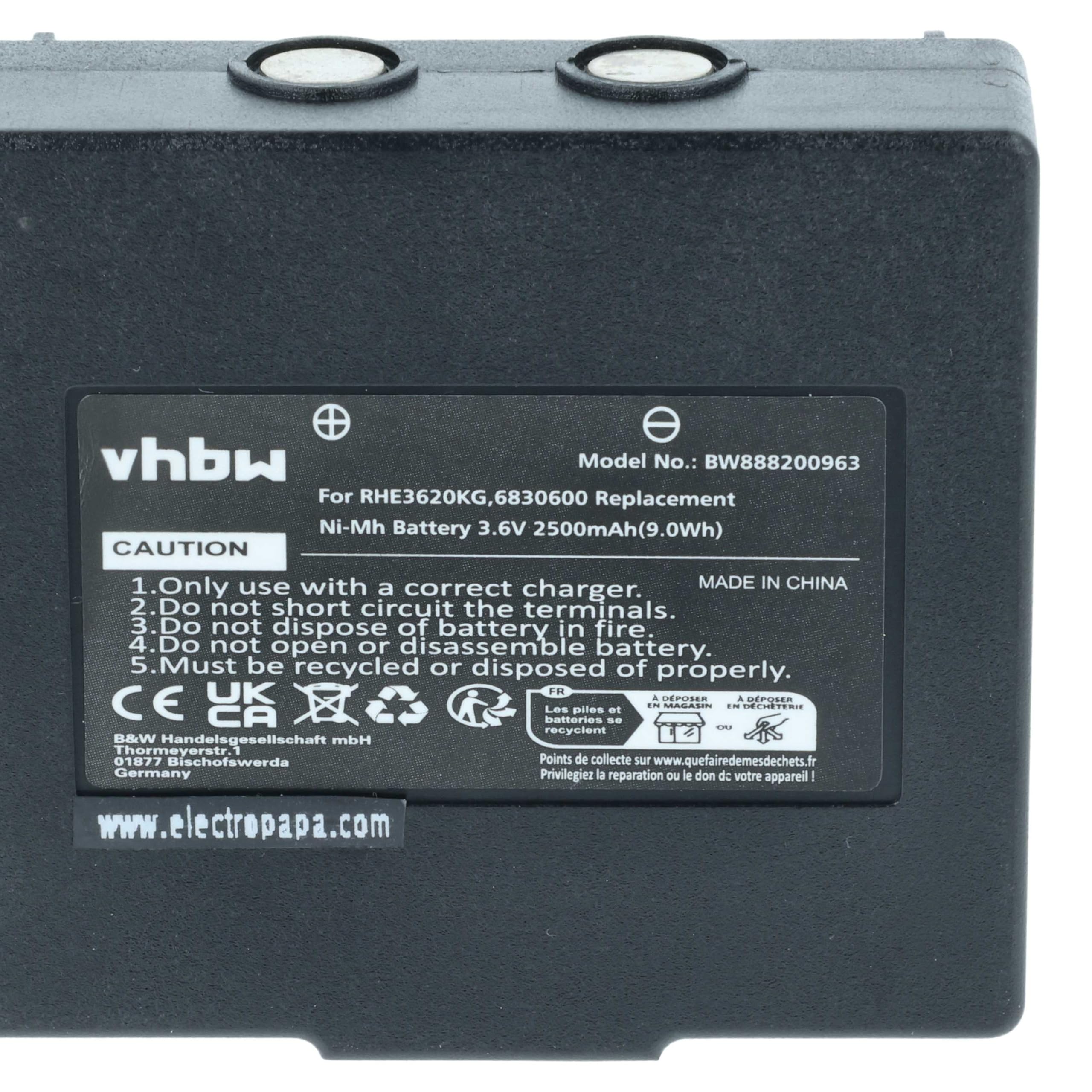 vhbw Bateria pasująca do Hetronic Harris P5300, P5370, P5400, P5450, P5470, P7300, P7350 pilot zdalnego sterowania (2500 mAh, 3,6 V, NiMH)