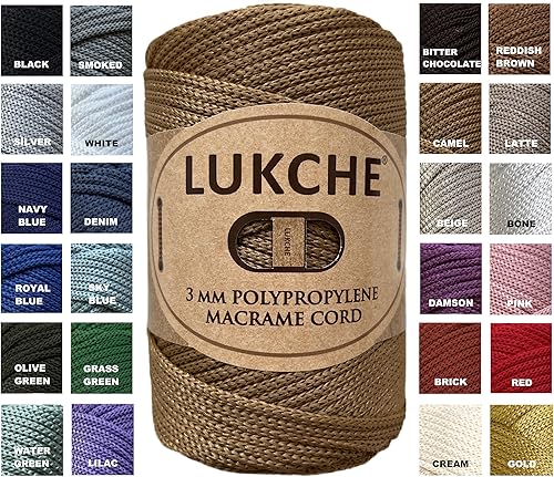 Cordón de macramé de poliéster de alta calidad de 0.118 in (147 yardas), (8.82 onzas), cuerda de macramé 100% polipropileno, hilo colorido para