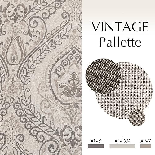 Miniatura 4 de jinchan - Cortinas texturizadas de lino para sala de estar, oscurecimiento, 63 pulgadas de largo, de medallón, para dormitorio, con patrón de