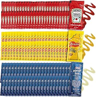 Grab-n-Go Condiment Packs - 50 Single Serve Pouches of Each: Ketchup, Mustard, and Mayo - Great for Picnics, Boxed Lunch, ...