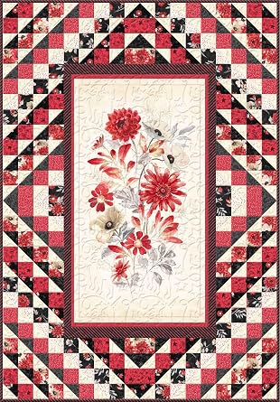 Wilmington Prints - Scarlet Dreams - Large Floral Toss - Black
