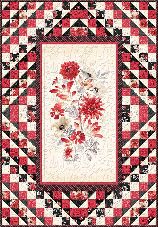 Wilmington Prints - Scarlet Dreams - Large Floral Toss - Black