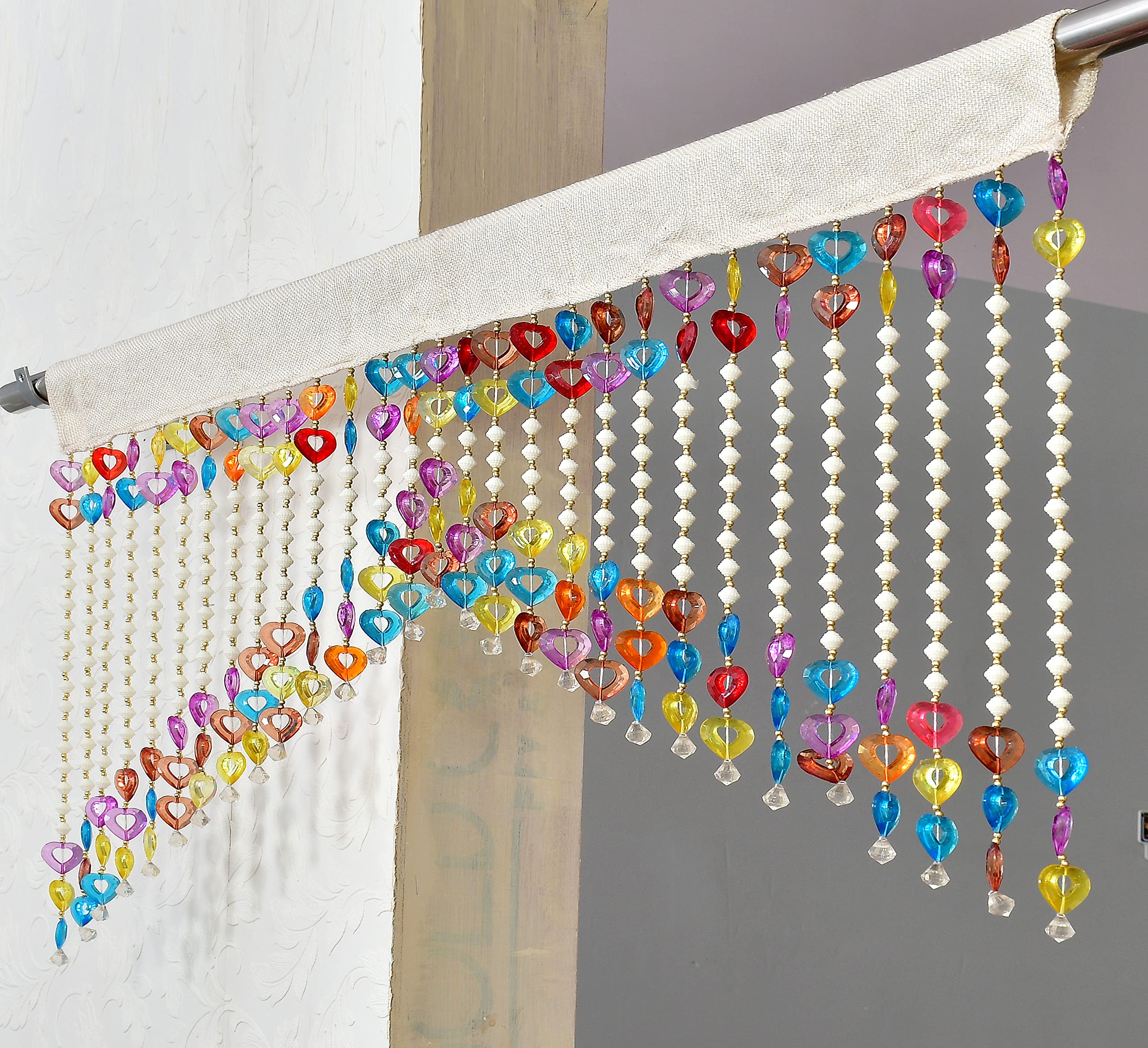 GOYCORS Polyvinyl Chloride Fancy Sparkling Floral Bead String Transparent Door Curtain For Pooja Room Mandir Living Room | Multi | 1 Piece, Toran 4 Ft X 2 Ft-image-44