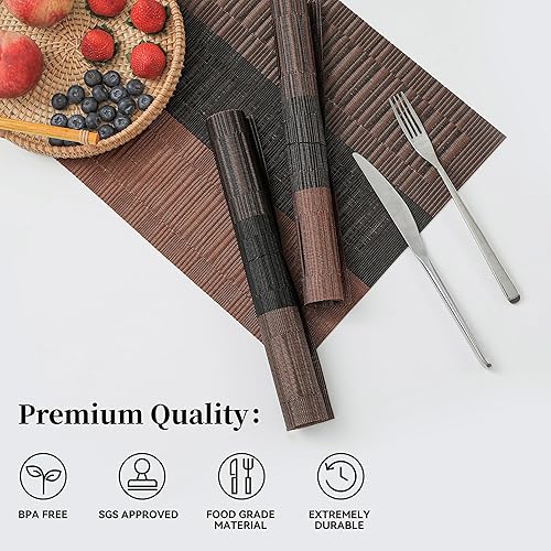 Miniatura 2 de Leetaltree - Juego de 8 manteles individuales, resistentes al calor, antideslizantes, para mesa de comedor, lavables, duraderos, tejido de PVC