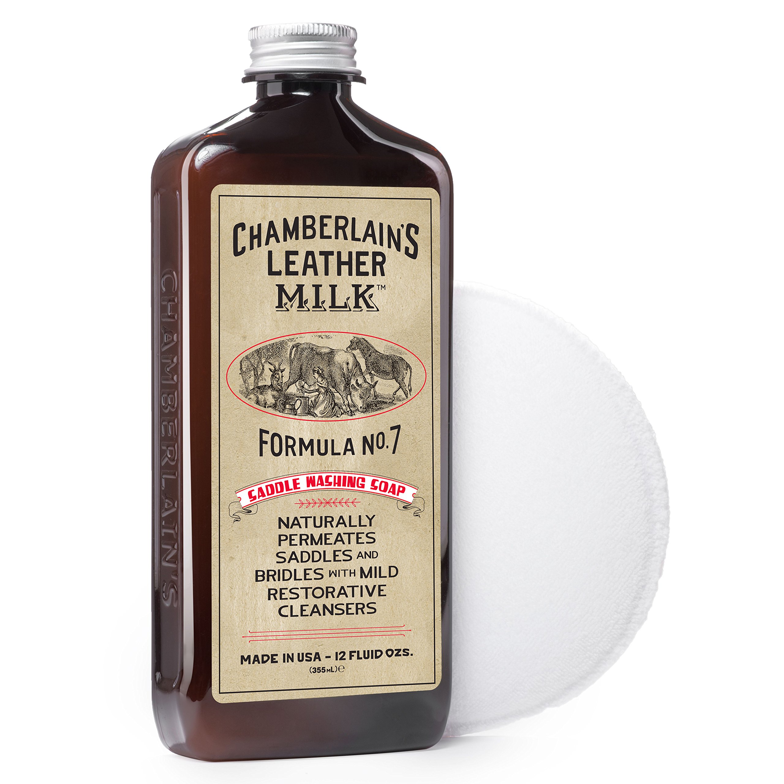 Chamberlain's Leather Milk - Saddle Washing Soap No. 7 - Limpiador Natural - para el Cuero de Bridas y monturas - con Esponja