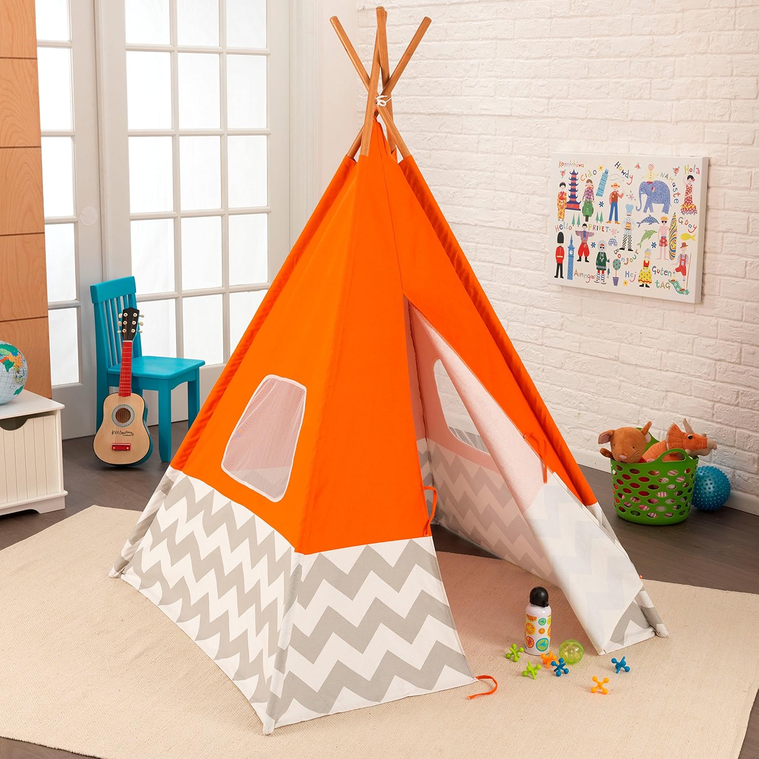 Super Big Clearance! KidKraft Deluxe Bamboo and Canvas Play Teepee, Children's Furniture – Orange and Chevron Print, Gift for Ages 3+ Flash Deals - 50% OFF KidKraft Deluxe Bamboo and Canvas Play Teepee, Children's Furniture – Orange and Chevron Print, Gift for Ages 3+