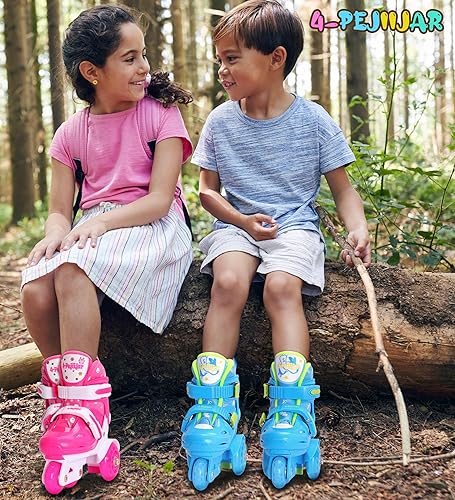 Miniatura 7 de Patines de ruedas ajustables para niños, niñas y señoras con ruedas que se iluminan con flash (edad 3-9), equilibrio de tres puntos, empaque de caja