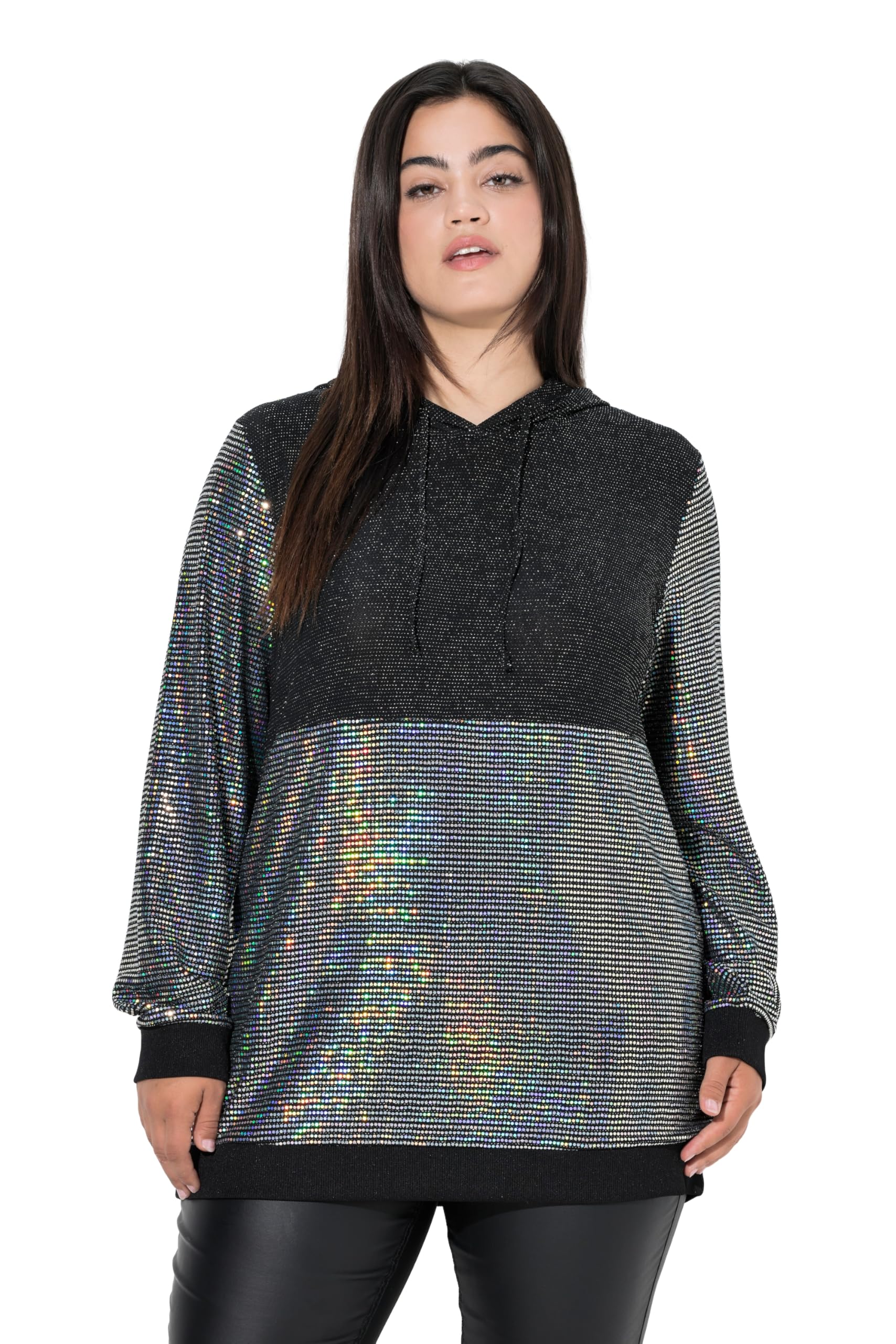 Angel of Style Damen große Größen Übergrößen Plus Size Hoodie, Kapuzensweater, Metallic-Effekt, Pailletten 846243