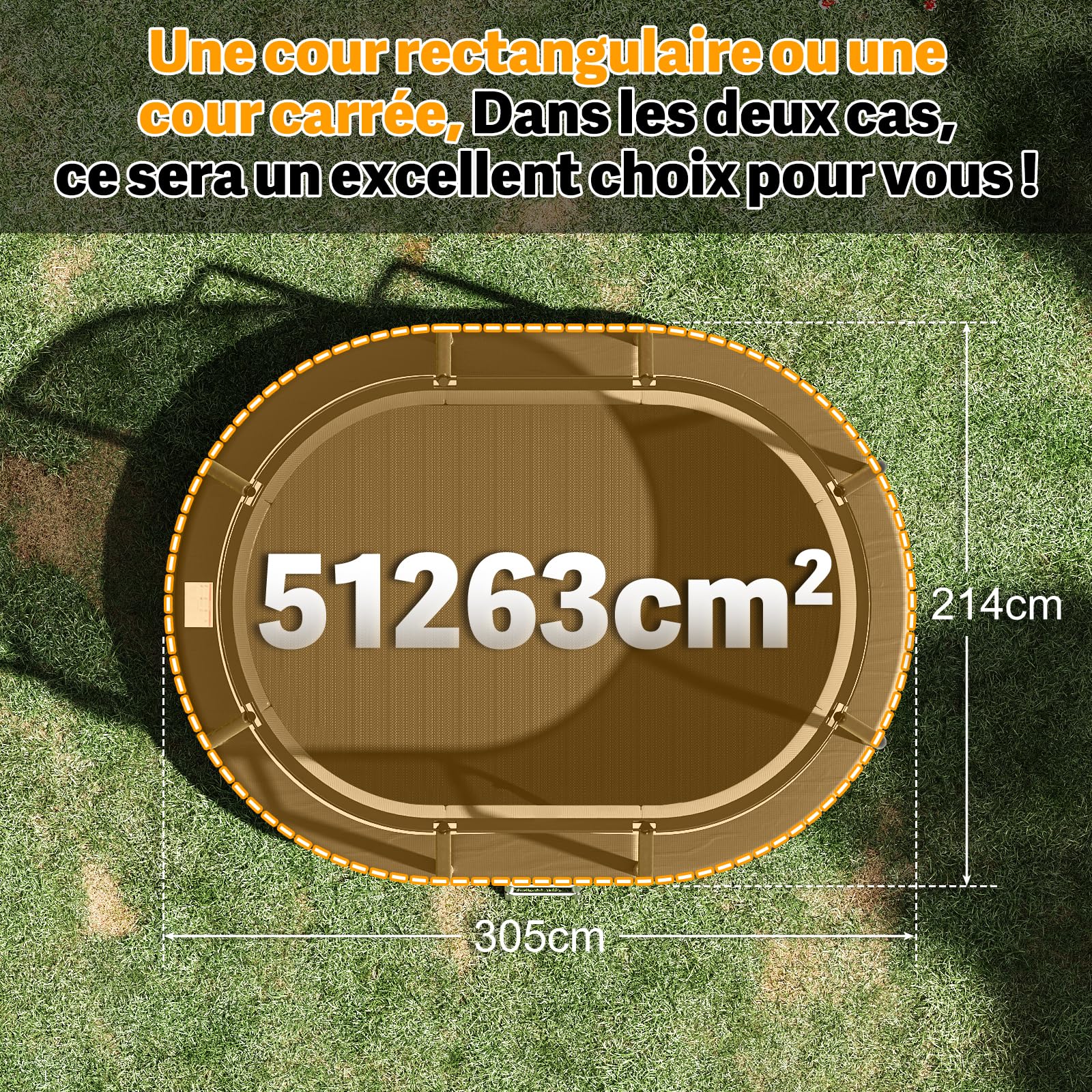 Devoko Trampoline d'extérieur - Grand Ovale 10 x 7FT 12 x 8FT, Trampoline Familial 3 en 1 avec Filet de sécurité, Cadre métallique Robuste, adapté aux Enfants et aux Adultes