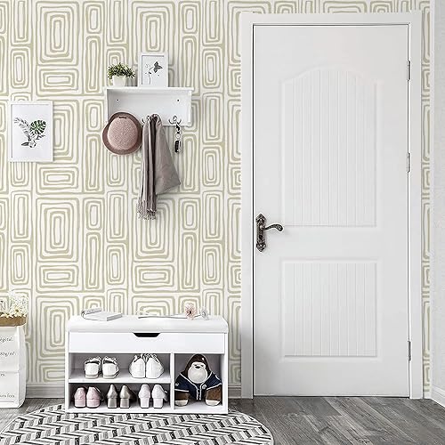 Miniatura 6 de GloryTik Papel tapiz autoadhesivo bohemio y moderno, color beige, papel de contacto para despegar y pegar, extraíble, autoadhesivo, geométrico, para