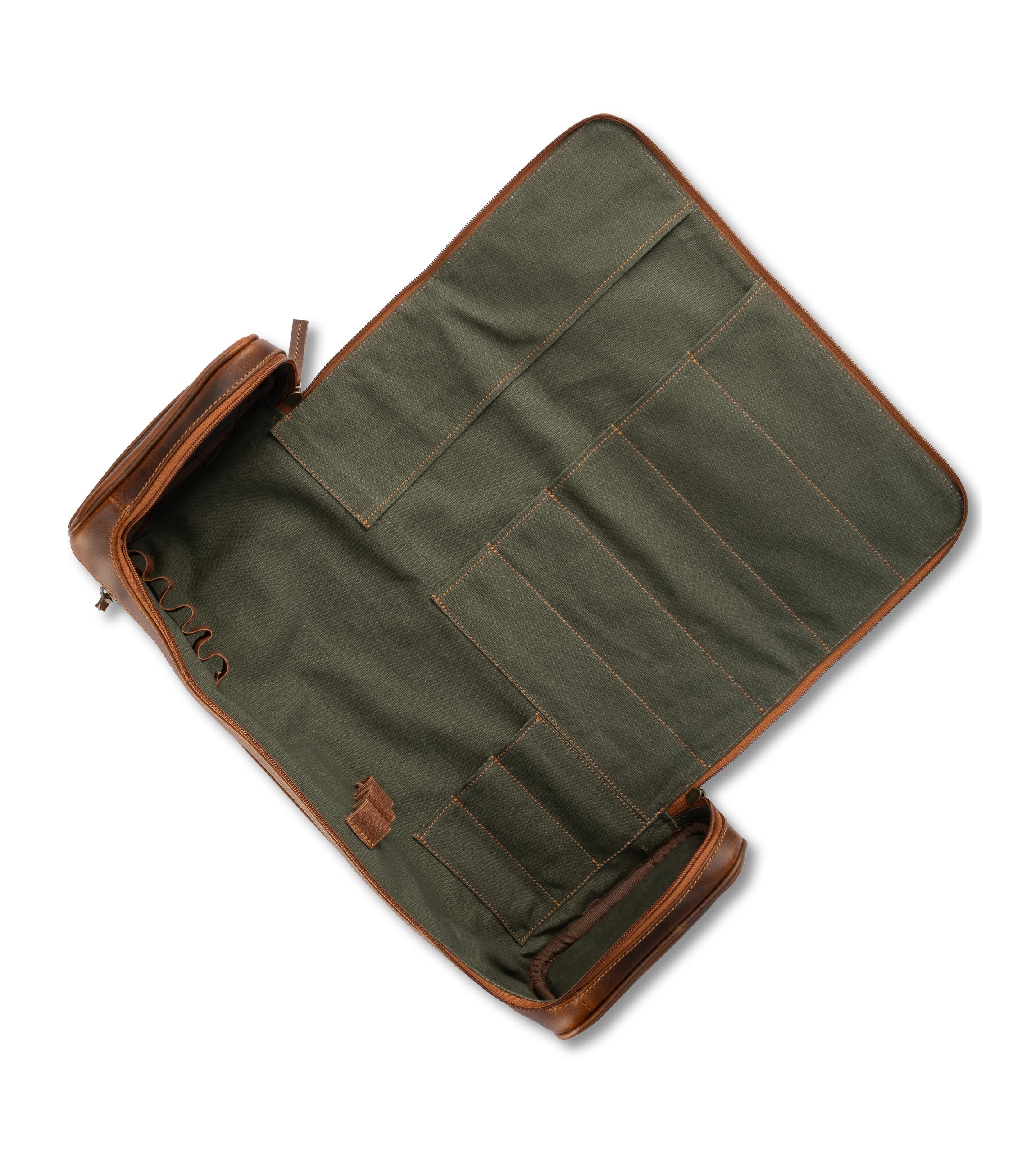 Angus Stoke Arvid Sac à couteaux/valise en cuir de buffle de qualité supérieure - Extra large avec de nombreux accessoires et espace de rangement - Sac de cuisine à roulettes en cuir de buffle vintage