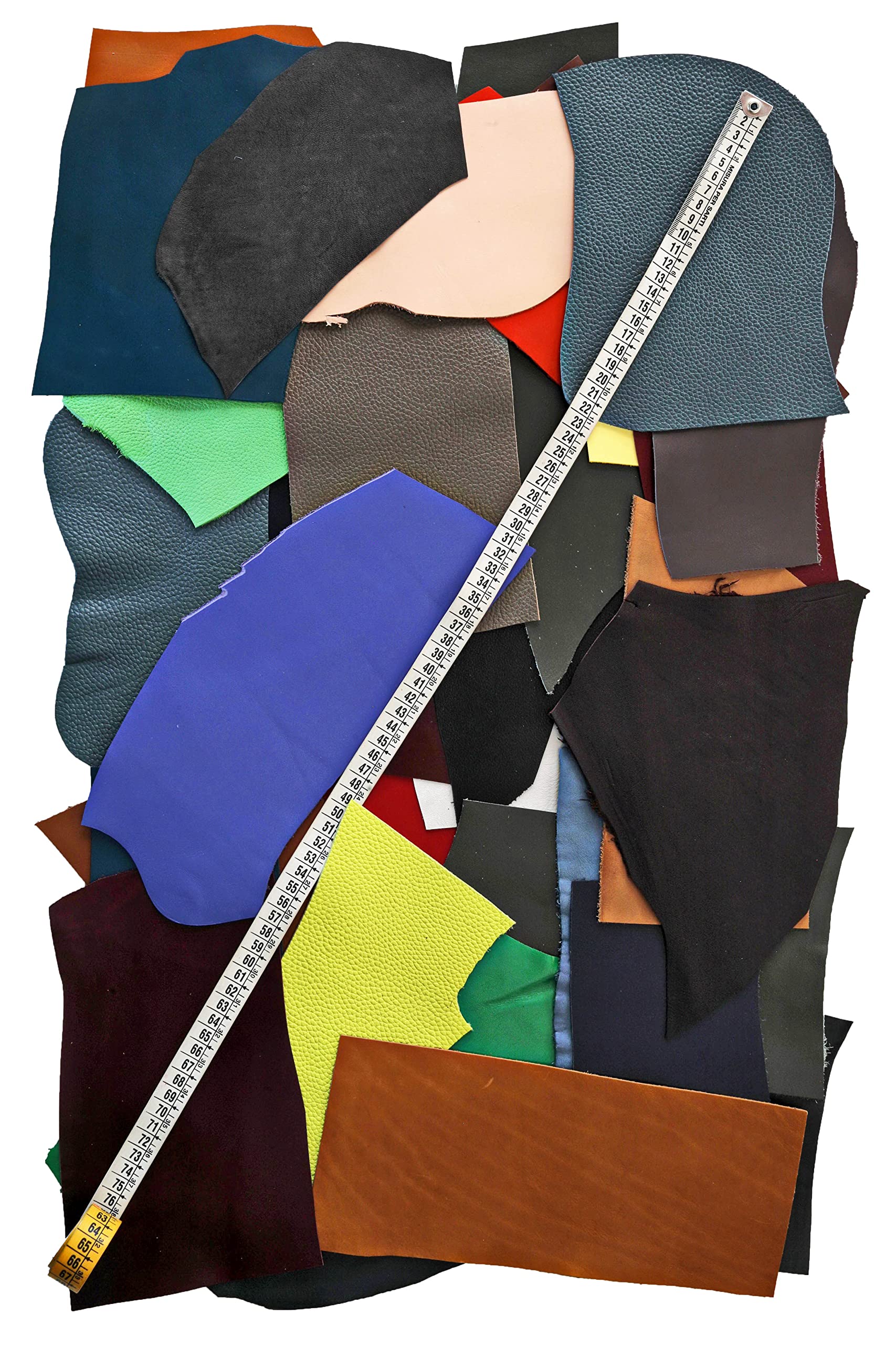 La Garzarara – Chutes de Cuir Unis – Minimum 10x15 cm – 1kg – Sélection Aléatoire pour Artisanat, Couture et Créations Fait-Main – Métallisés, Lisses ou Non - B 186