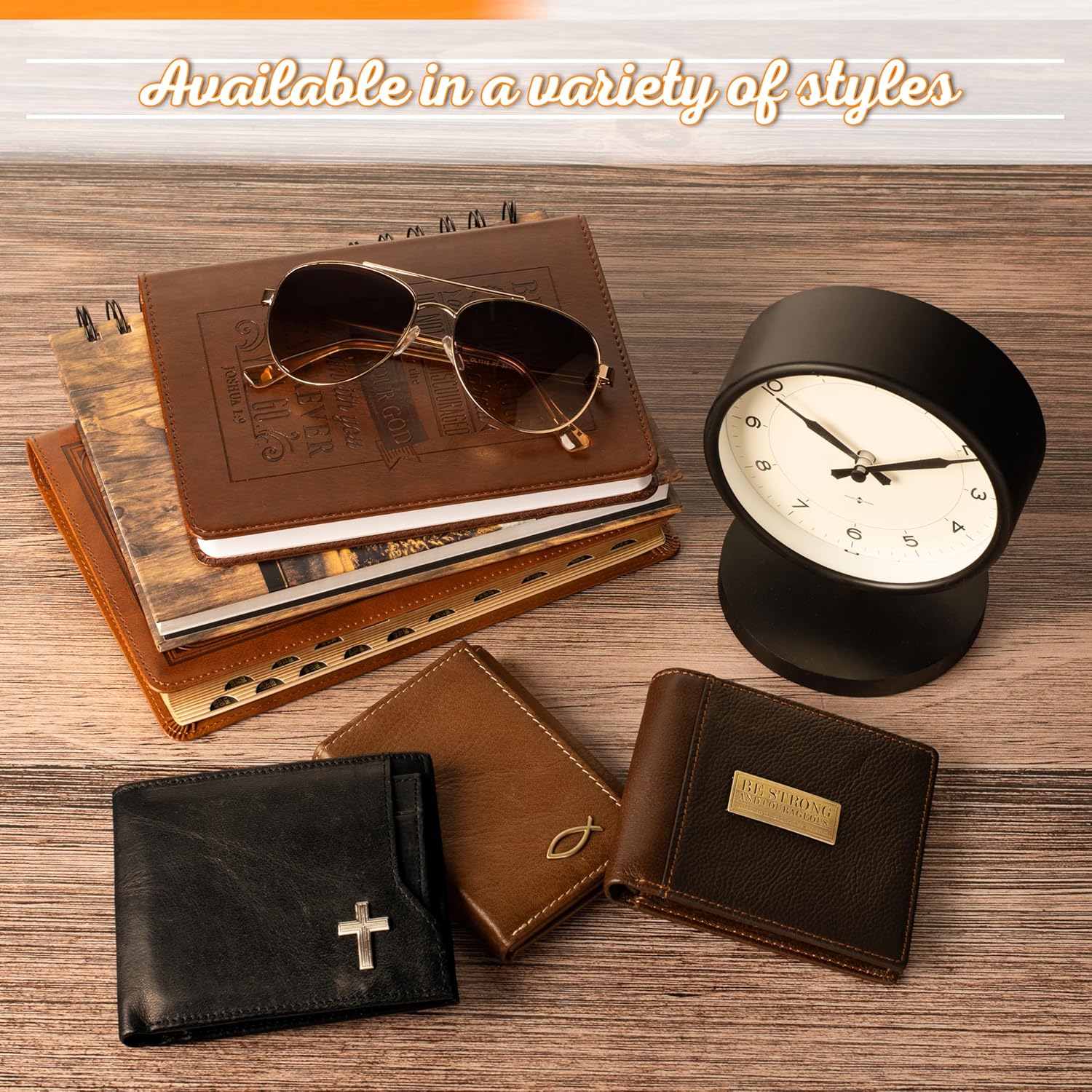 Christian Art Gifts Genuine Full Grain Leather RFID Blocking Scripture Wallets for Men, Bifold & Trifold Designs, Many Slots for Credit Cards, ID, Cash, Photos, Emblems or Debossed, Multiple Colors