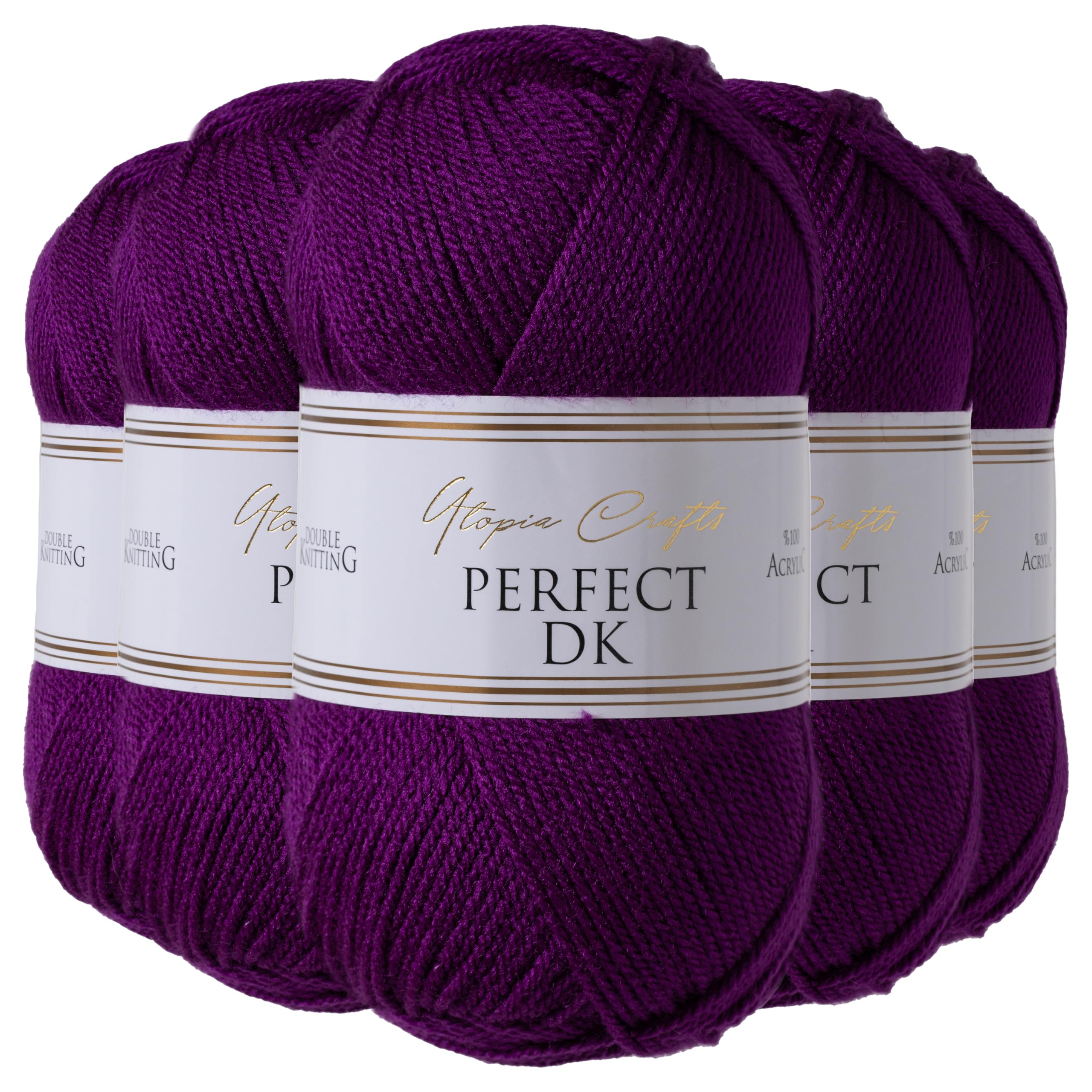 Utopia Crafts DK Double Knitting Yarn 5X 100g (Purple)