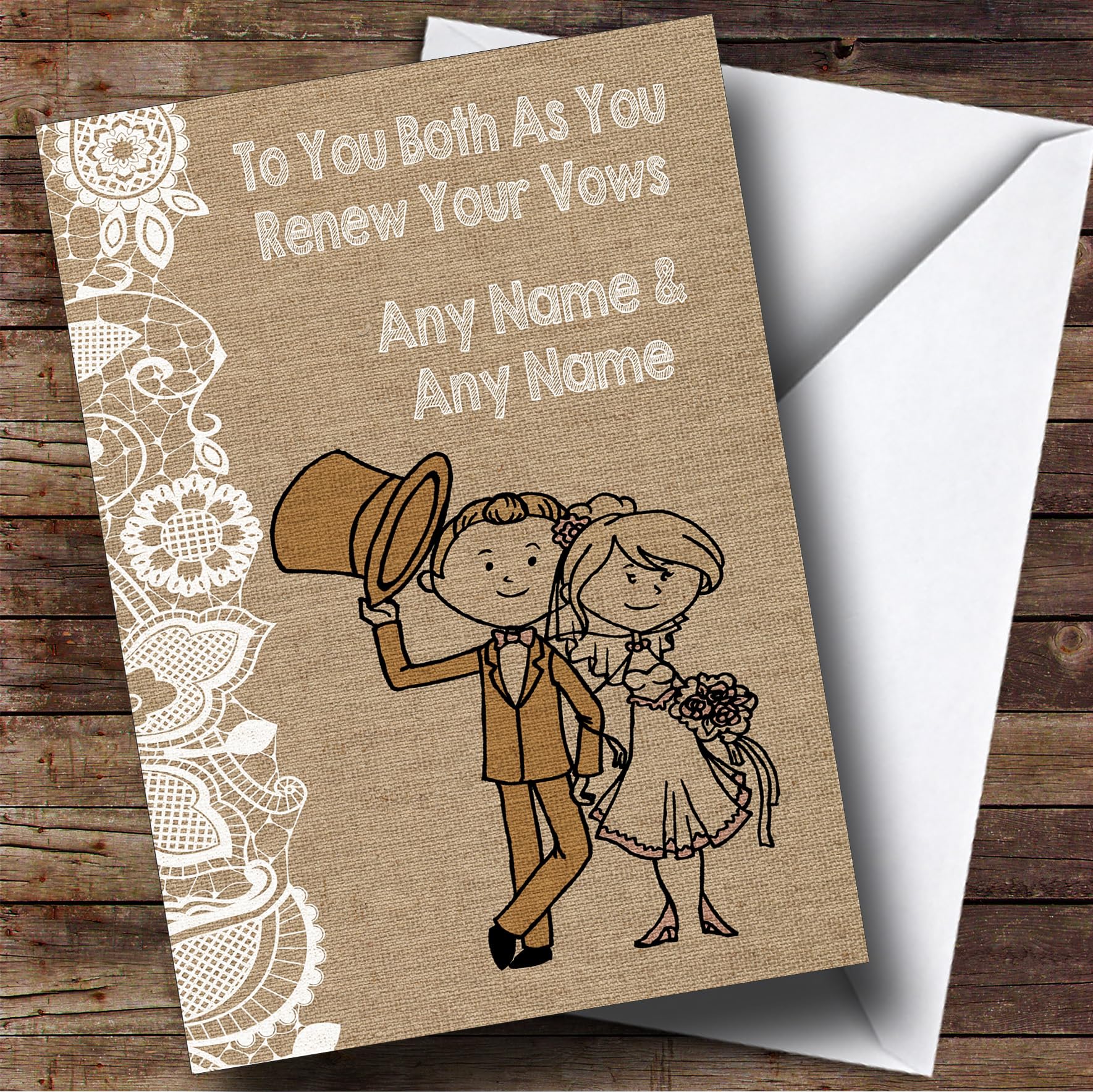 Burlap & Lace Personalised Renewal of Vows Card | Wedding Card | Renewal of Vows