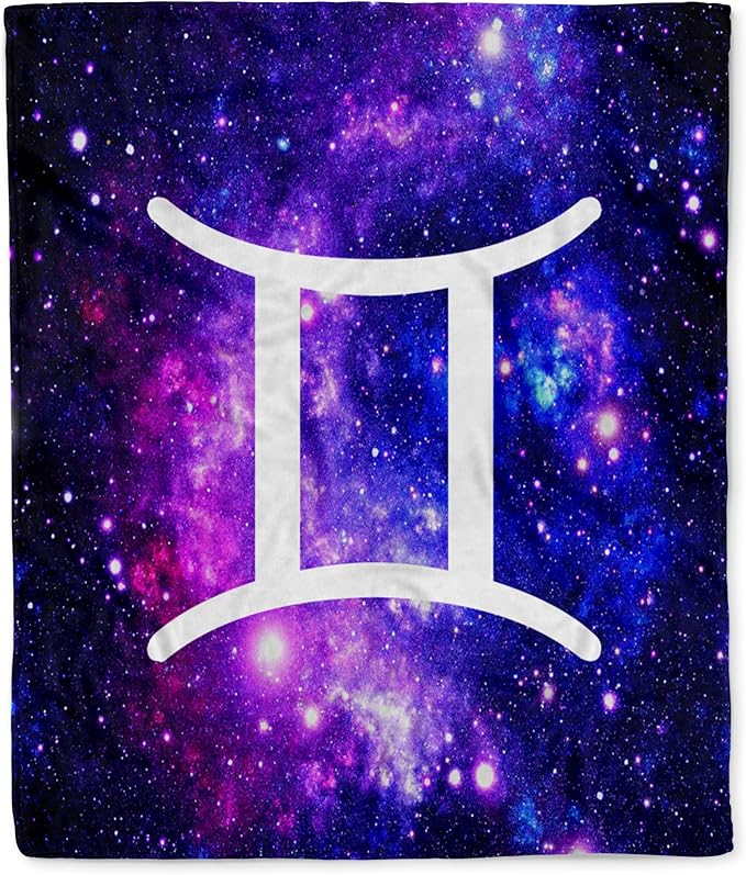 3dRose Gemini Star Sign on Purple Space Background Zodiac Horoscope Symbol Silktouch Minky Blanket