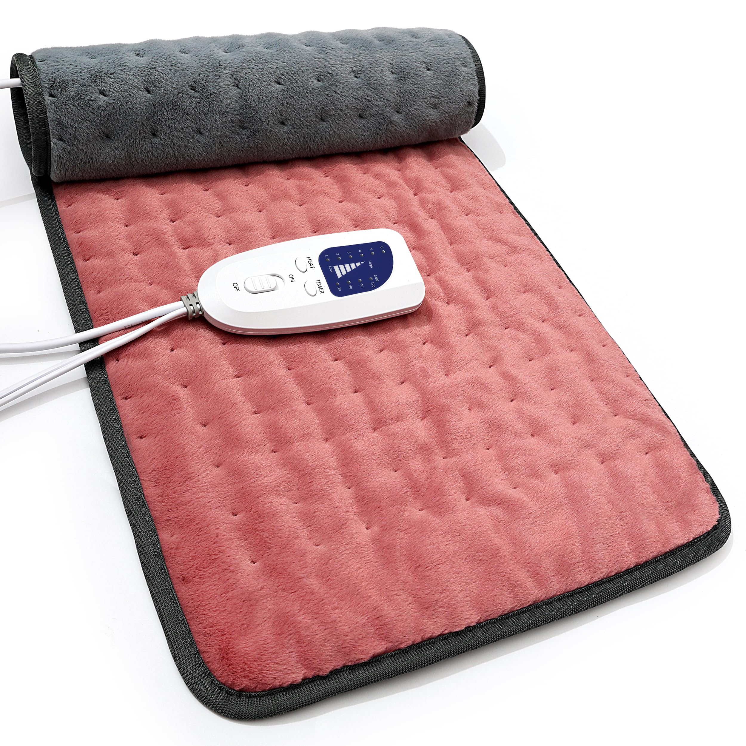 VANKADA Heating Pad Electric Heat Pad, Hot Heated Pad,Multiple Temp and Timer Settings,Suitable for Shoulders, Neck, arms, Abdomen, Back, Legs, etc (Dusty Rose, 24"X12")