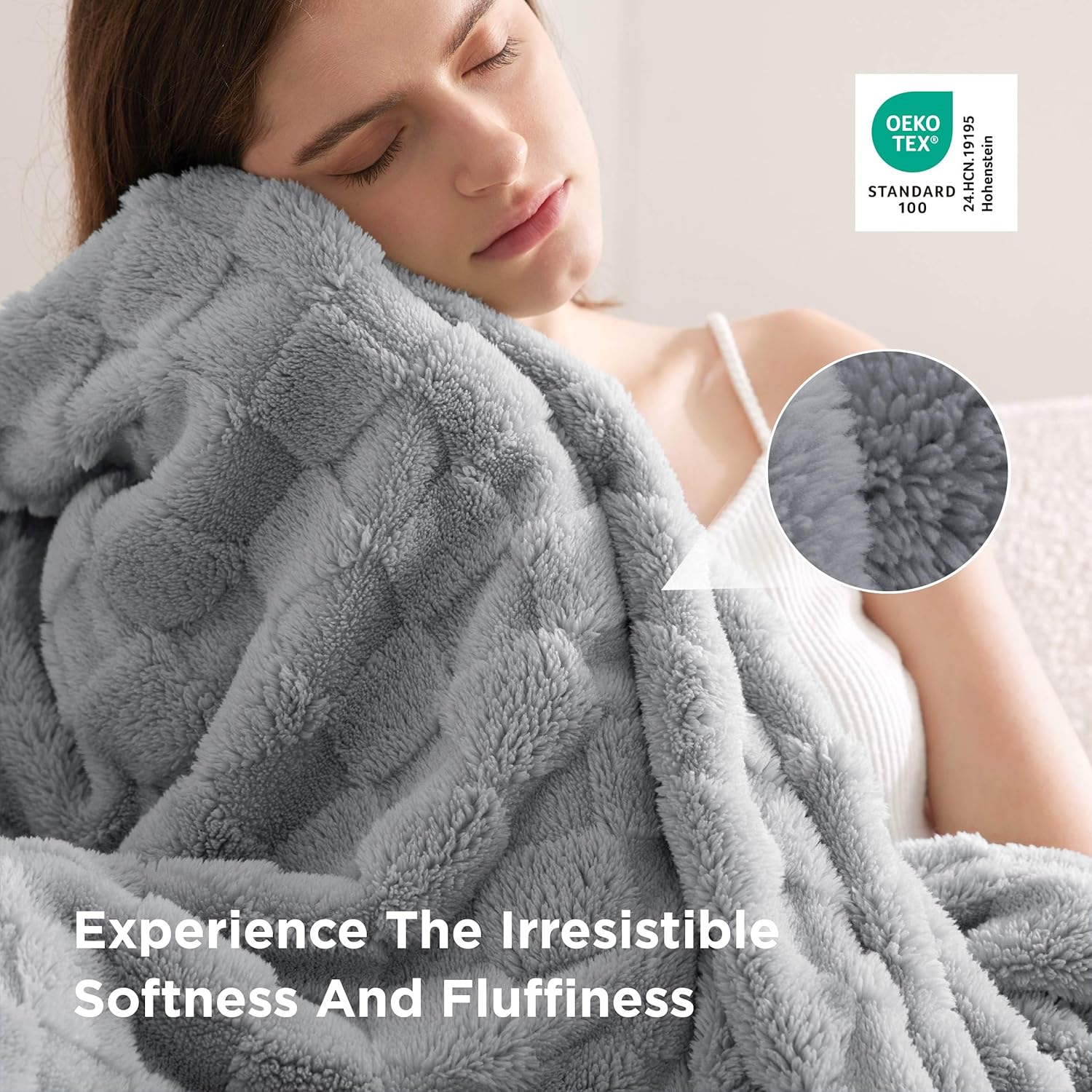 Bedsure GentleSoft Blankets Queen Size for Bed - Super Soft Cozy Blanket for Women Men Girls, Large Fuzzy Fleece Throw for Bedroom Decor, Silver Grey, 90x90 Inches - Image 4