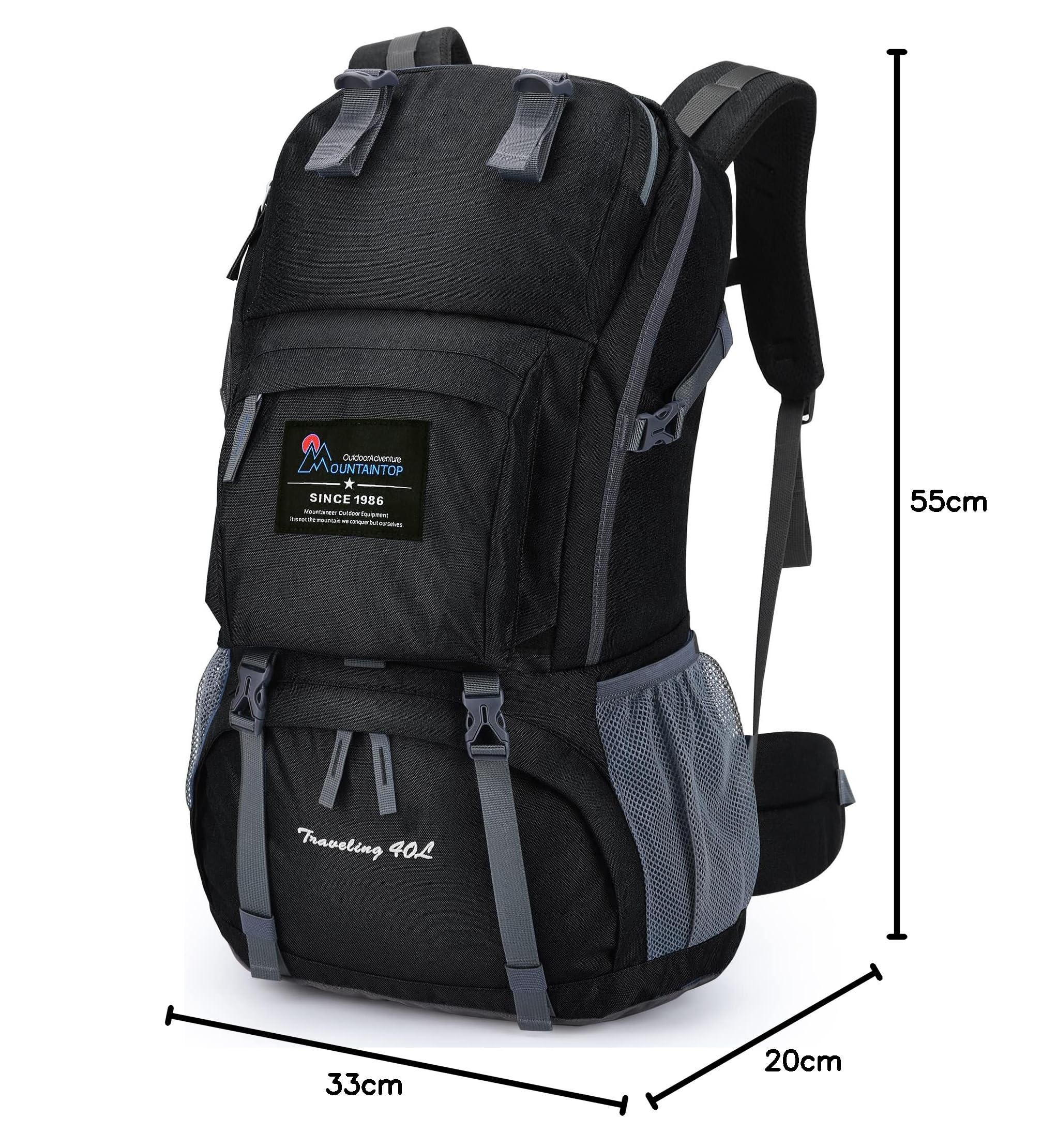 MOUNTAINTOP 40L Wanderrucksack Herren Damen Trekkingrucksack Backpacker Reiserucksack Outdoor Camping Klettern Rucksäcke mit Regenhülle
