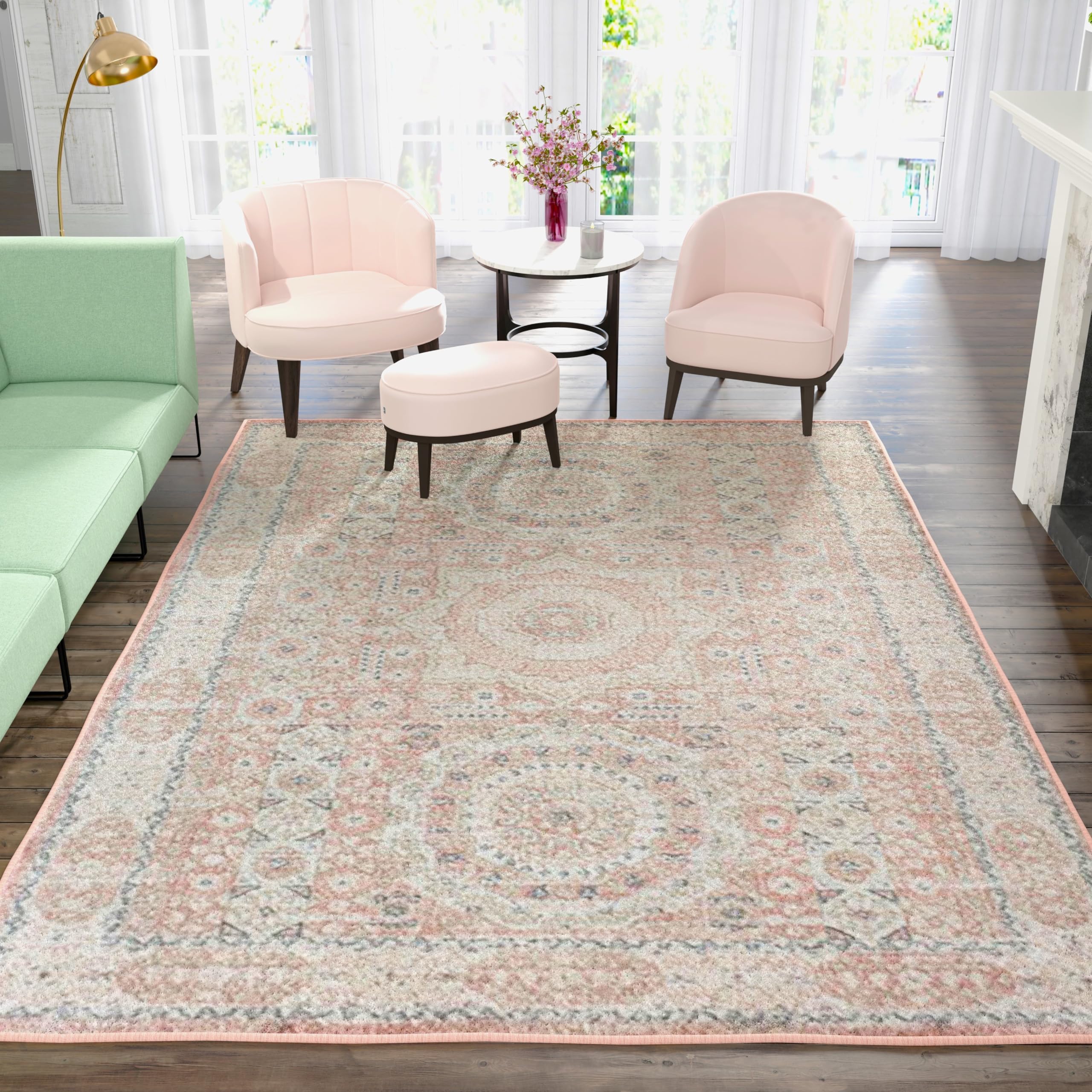 Amazon | Rugs America Harper HY60A ピンク レモネード
