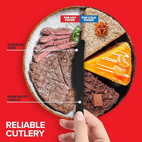 Miniatura 4 de Stock Your Home Cuchillos envueltos individualmente, 250 cuchillos de plástico pesado, paquete a granel de cuchillos desechables de plástico,