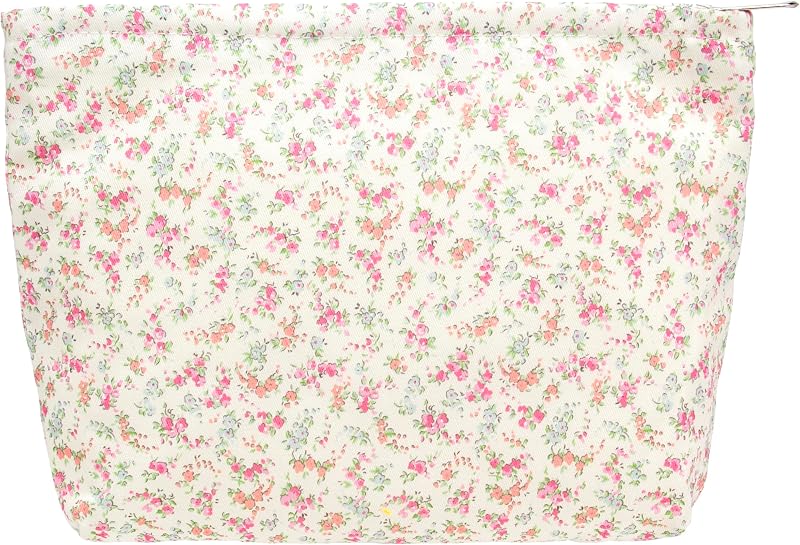 Necessaire plana para maquiagem PAZIMIIK com zíper, Flower White, 1 unidade