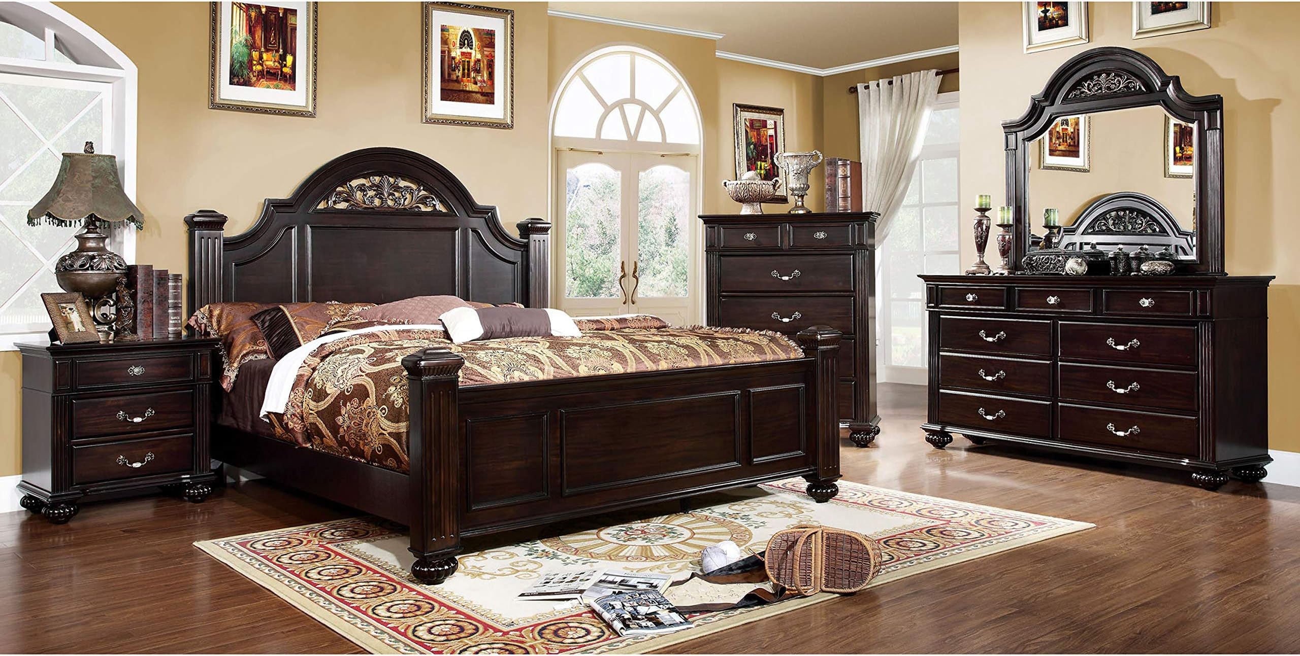 24/7 Shop at Home Syracuse 6-Piece Traditional Solid Wood Bedroom Set with Ch...