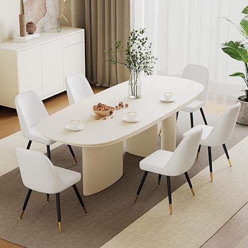 Miniatura 4 de Alunaune Juego de 2 sillas de comedor modernas, tapizadas, de mediados de siglo, sin brazos, para ocio, sala de estar, silla auxiliar de escritorio