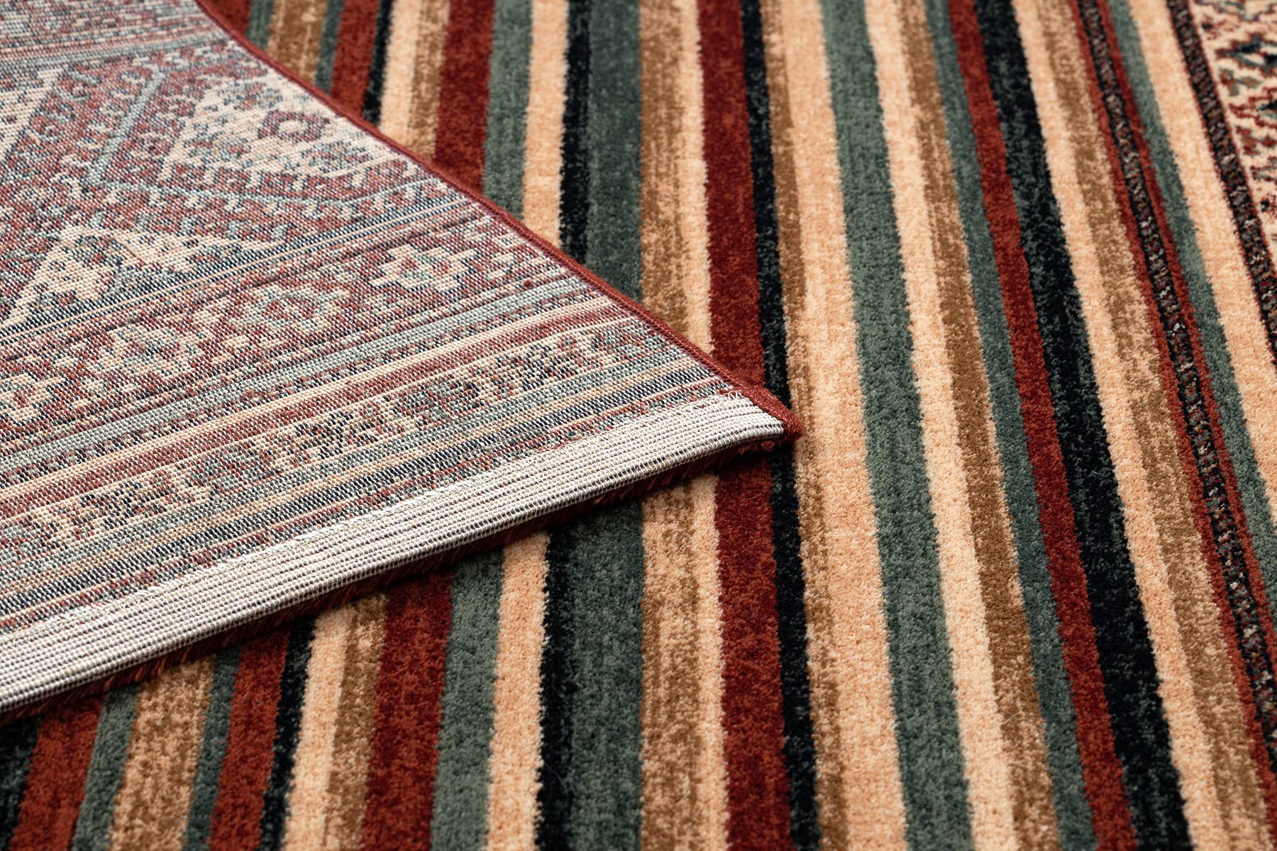 Tapis en laine KASHQAI ethnique, 100% Laine, Classique, bordeaux 135x200 cm