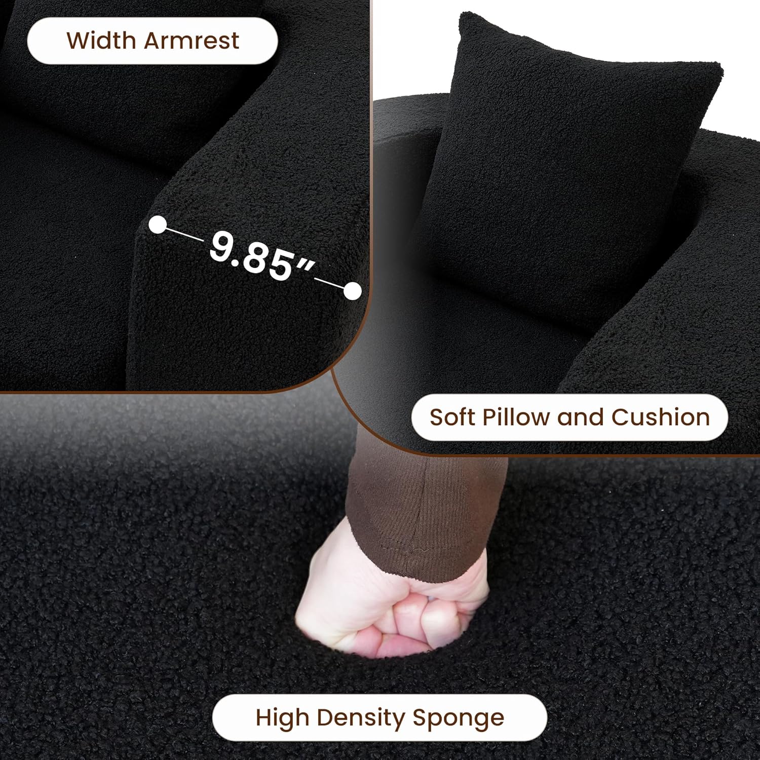 WJShome Boneless Chaise Lounge Sofa Bed Chair Indoor, 3 in 1 Convertible Lounge Chaise with No Frame, Wide Reclining Floor Lounger for Reading, Napping & Relaxation, No Assembly Required, Black