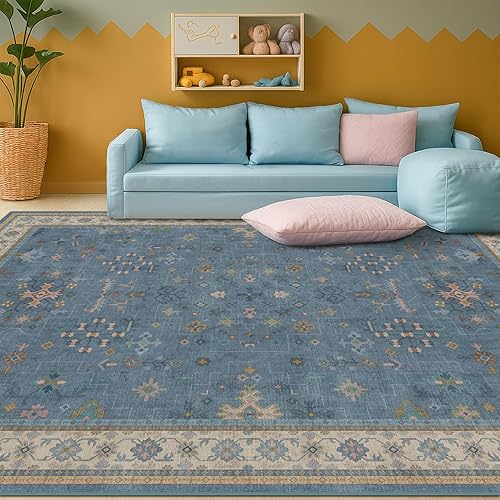 Miniatura 665 de Alfombra Boho Negra para Sala de Estar - Alfombra de Área Lavable de 10x14 Pies, Alfombras de Comedor para Debajo de la Mesa, Alfombra Suave de Pelo