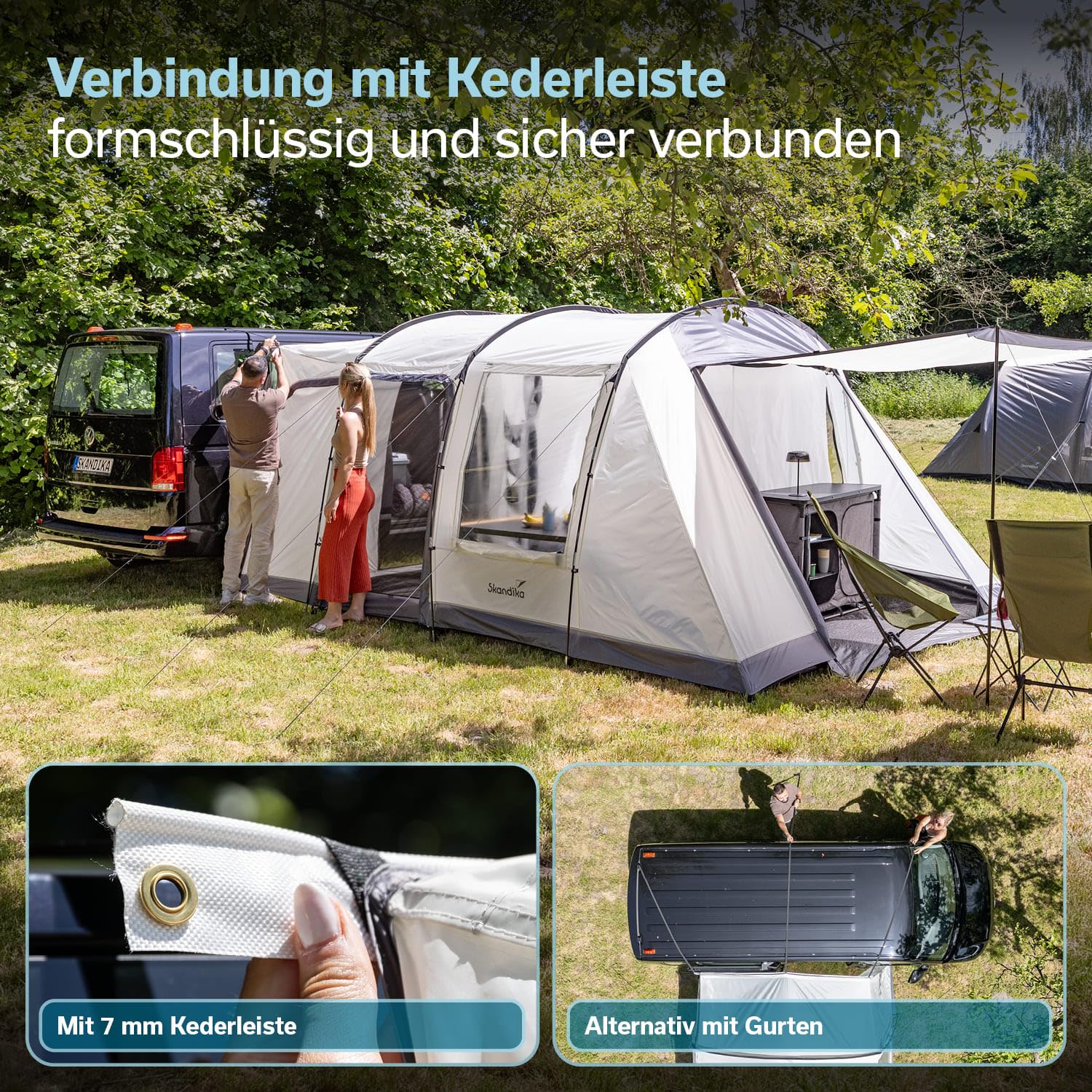 Skandika Busvorzelt Camper Tramp 2 Protect XL | Vorzelt für 2-4 Personen, eingenähter Boden, wasserdicht, 3000 mm Wassersäule, freistehend nutzbar | Zelt für Van, Minivan, Outdoor, Camping, Roadtrip