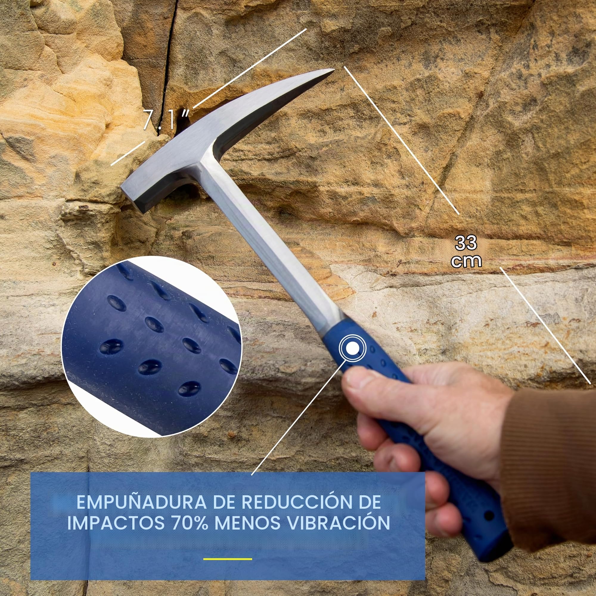 Estwing ESE322P Cuchillo a Lama Fissa,Unisex - Adulto, Azul, un tamaño | Martillo geólogo original: forjado de una sola pieza de 615 g – para rocas, minerales, fósiles.