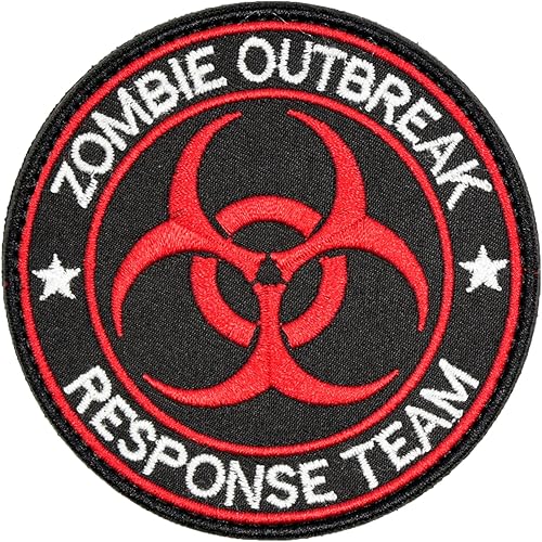 U-LIAN Zombie Outbreak Response Team Biohazard Morale - Parche táctico bordado con cierre de gancho y bucle (negro + rojo)