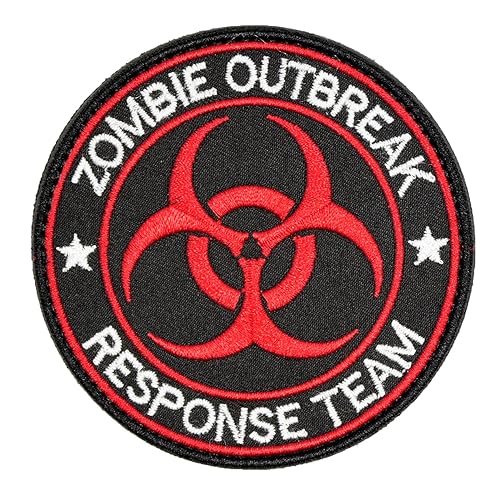 U-LIAN Zombie Outbreak Response Team Biohazard Morale Tactical Patch Embroidered Applique with Hook and Loop Fastener Backing Patch (Black+Red) - A-Black+Red