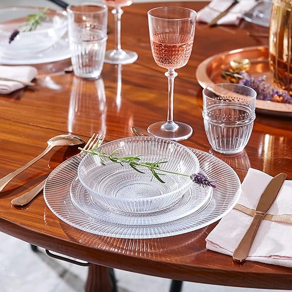 Louison Clear Opal Glass Dinner Set Dinnerware Tableware Plates