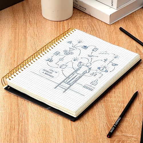 Miniatura 8 de Yoment Cuaderno de papel cuadriculado en espiral de 8 x 10 pulgadas, cuaderno de espiral grande de tapa dura, 300 páginas, cuaderno gráfico,