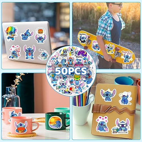 Miniatura 4 de Tfgdfs Llaveros adhesivos para recuerdos de fiesta, 24 llaveros a granel y 50 calcomanías para premios de aula de niños, regalos de fiesta de